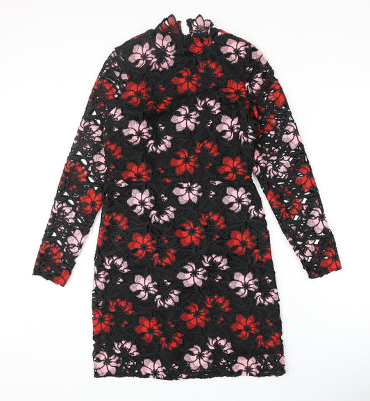 Berkertex Womens Multicoloured Floral Polyester Shift Size 8 Mock Neck Zip