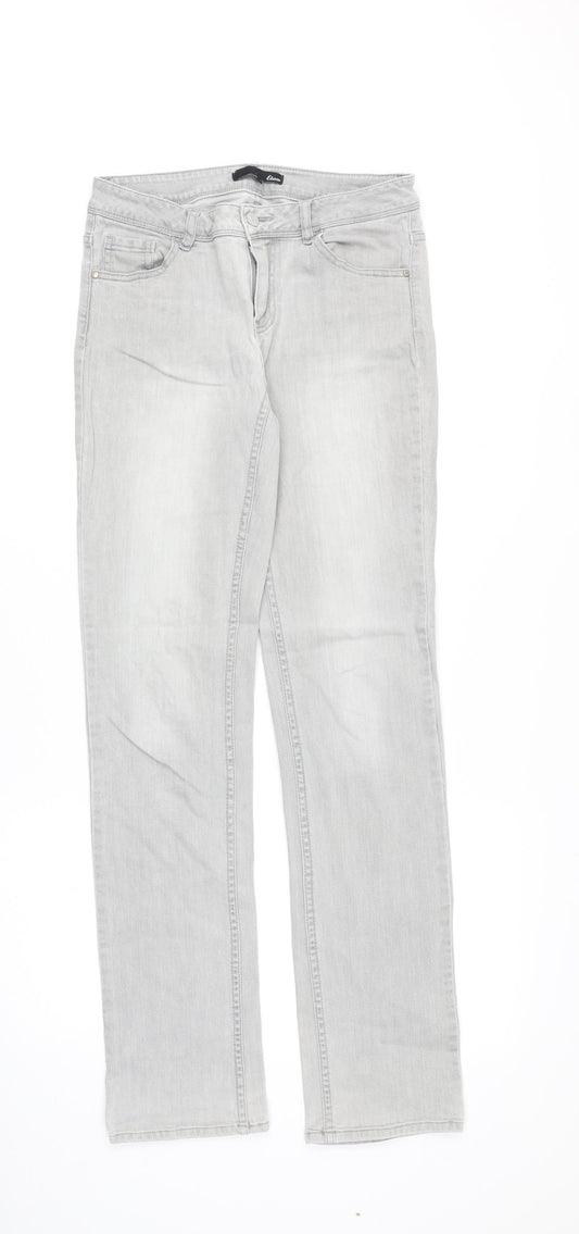 Etam Womens Grey Cotton Straight Jeans Size 10 Regular Zip