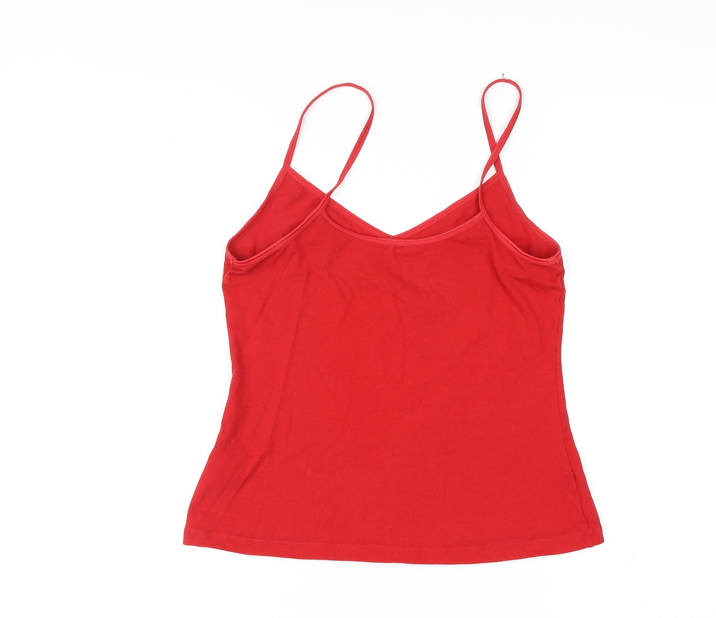 Marks and Spencer Womens Red Cotton Basic Tank Size 12 V-Neck