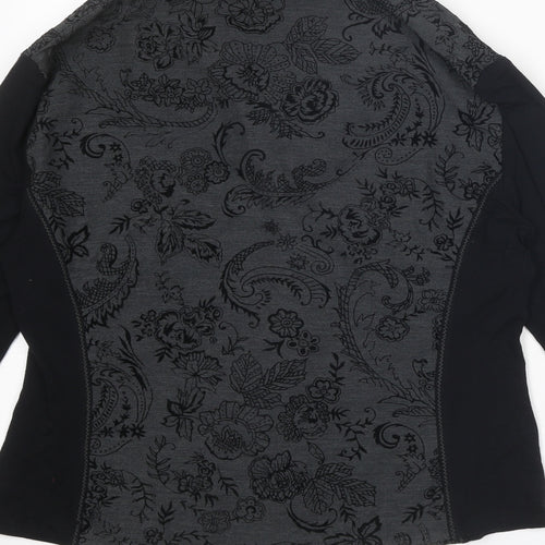 Divas Womens Black Paisley Polyester Basic Button-Up Size 18 Collared