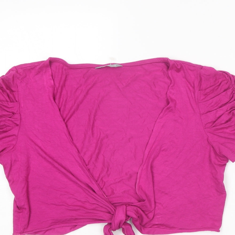 Per Una Womens Pink Viscose Cropped T-Shirt Size 12 V-Neck - Tie Front