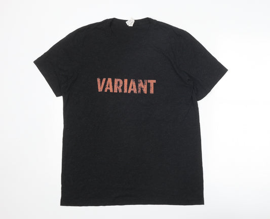 Canvas Mens Black Polyester T-Shirt Size L Round Neck - Variant