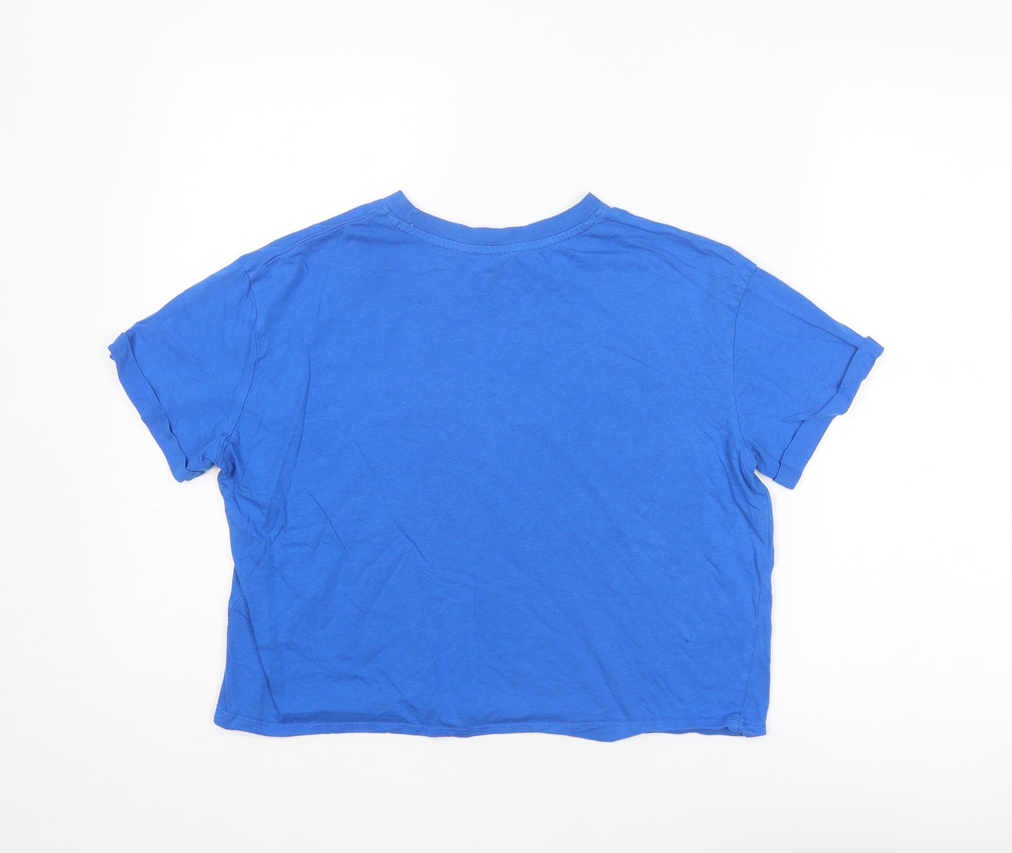 New Look Womens Blue Cotton Basic T-Shirt Size 10 Crew Neck