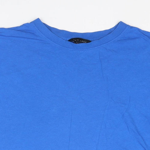 New Look Womens Blue Cotton Basic T-Shirt Size 10 Crew Neck