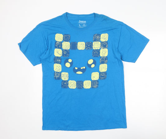 Adventure Time Mens Blue Cotton T-Shirt Size L Round Neck