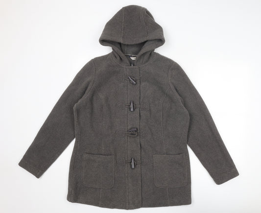 Classic Womens Grey Overcoat Coat Size 16 Zip - Duffle Coat