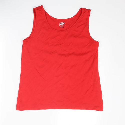 Lands' End Womens Red Cotton Basic Tank Size M Boat Neck