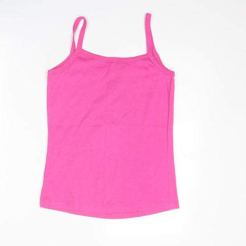 Dunnes Stores Womens Pink Cotton Basic Tank Size 12 Round Neck