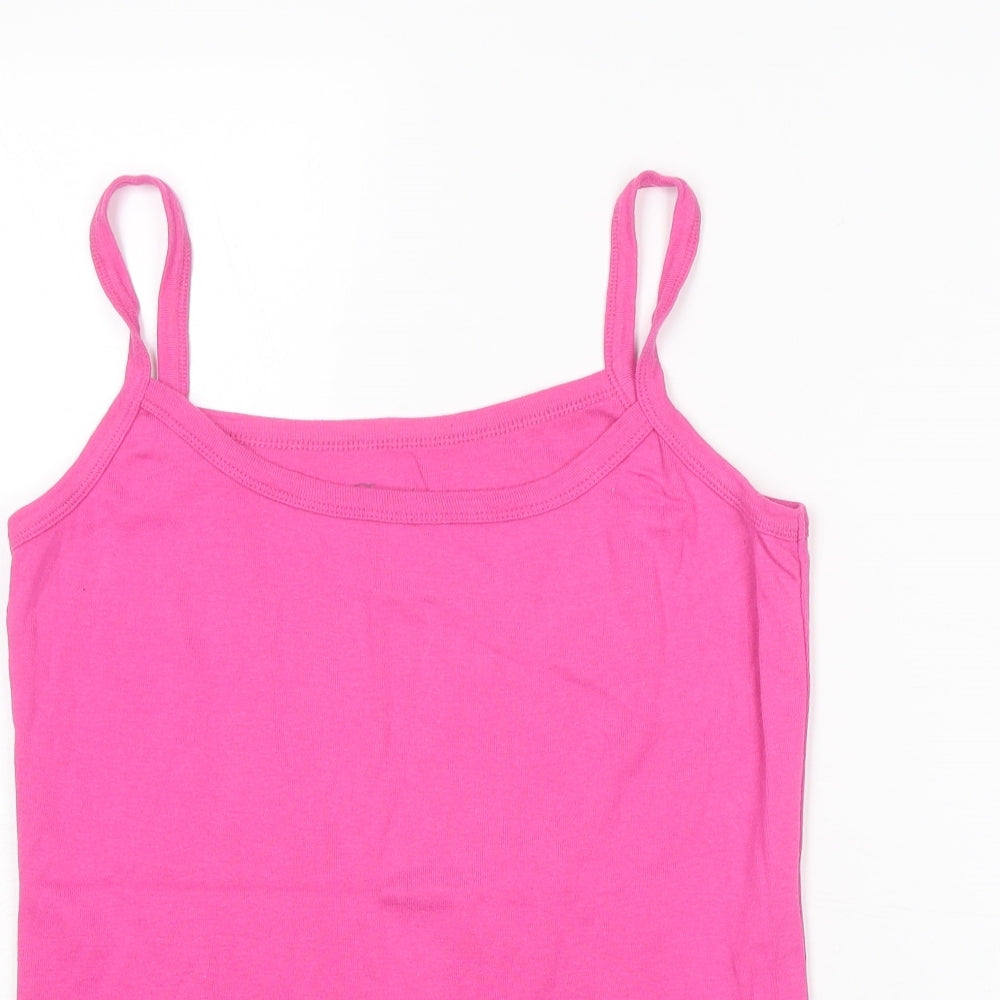 Dunnes Stores Womens Pink Cotton Basic Tank Size 12 Round Neck