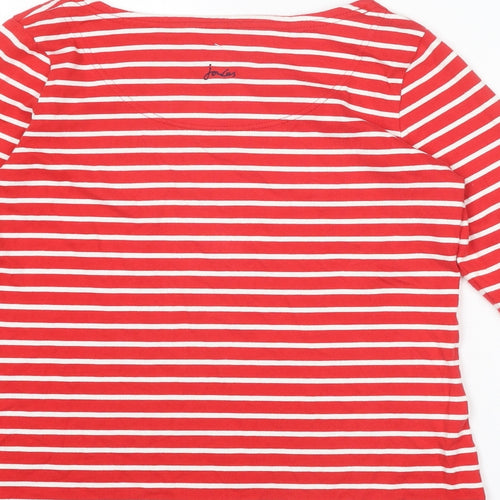 Joules Womens Red Striped Cotton Basic T-Shirt Size 10 Round Neck - Jingle Belle