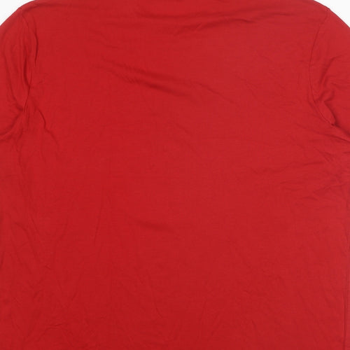 Marks and Spencer Mens Red Cotton T-Shirt Size XL Round Neck - Merry Christmas Brew-Dolph Reindeer