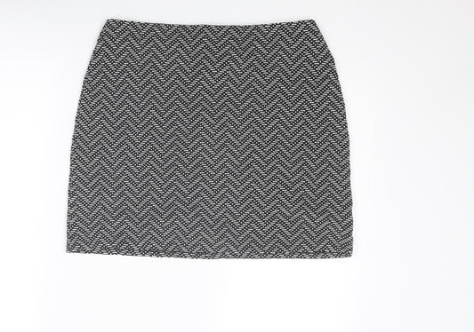 Marks and Spencer Womens Black Geometric Polyester Bandage Skirt Size 14