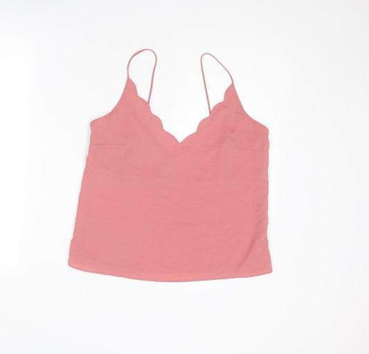 Topshop Womens Pink Polyester Basic Tank Size 10 V-Neck