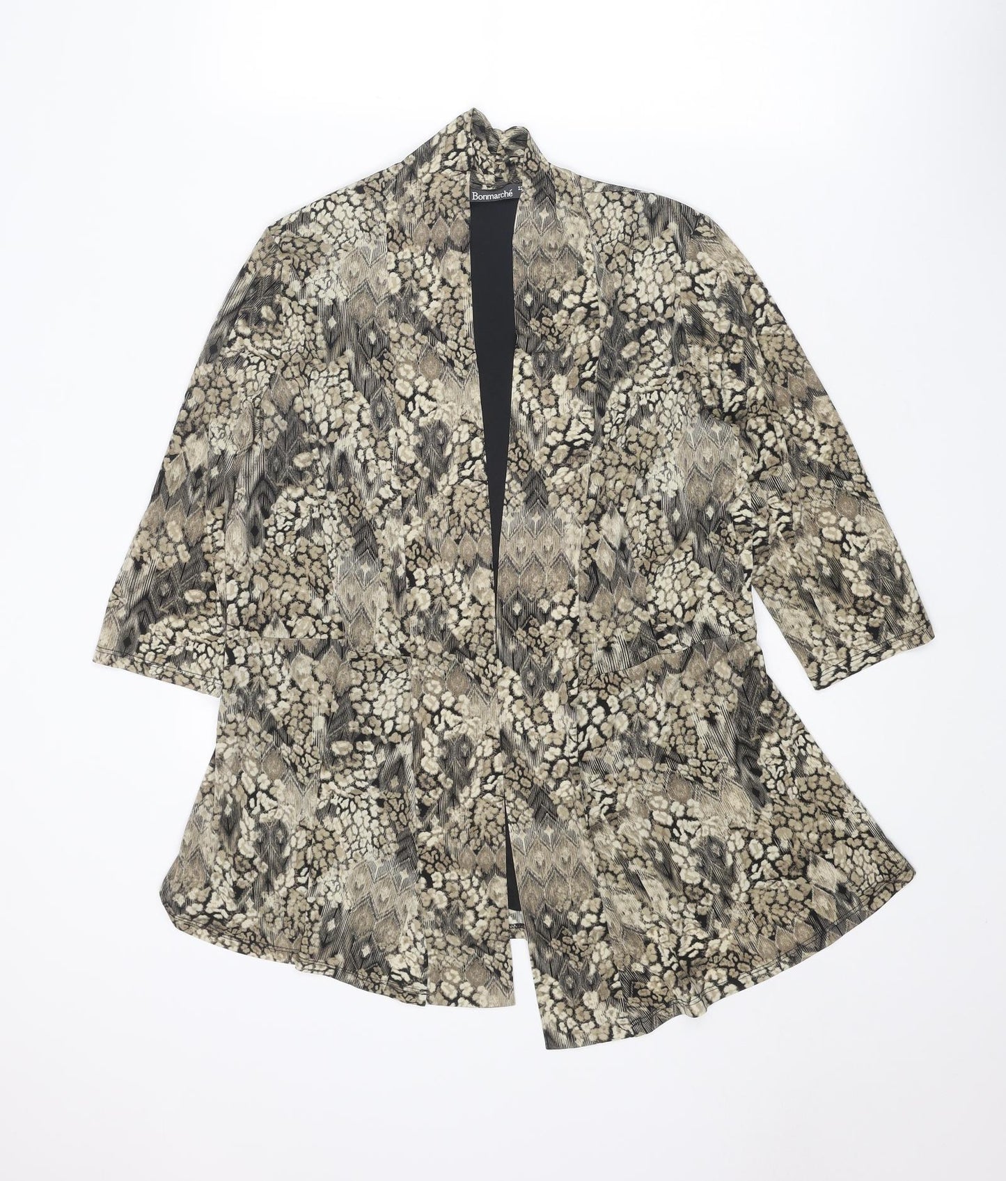 Bonmarché Womens Brown Geometric Polyester Kimono Blouse Size 12 V-Neck