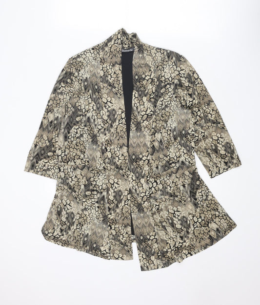 Bonmarché Womens Brown Geometric Polyester Kimono Blouse Size 12 V-Neck