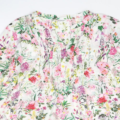 Damart Womens Multicoloured Floral Polyester Basic Blouse Size 20 V-Neck