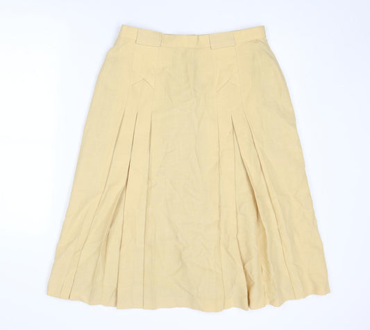 C&A Womens Yellow Polyester Pleated Skirt Size 16 Zip