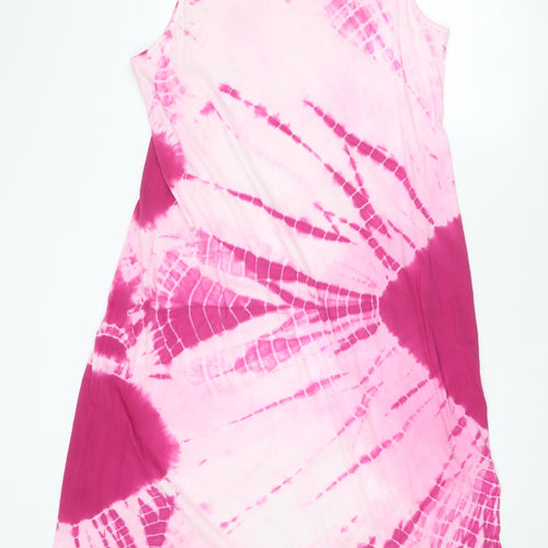 Anmol Womens Pink Tie Dye Cotton A-Line Size 20 Round Neck Pullover