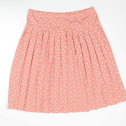 Debenhams Womens Pink Floral Polyester Pleated Skirt Size 16