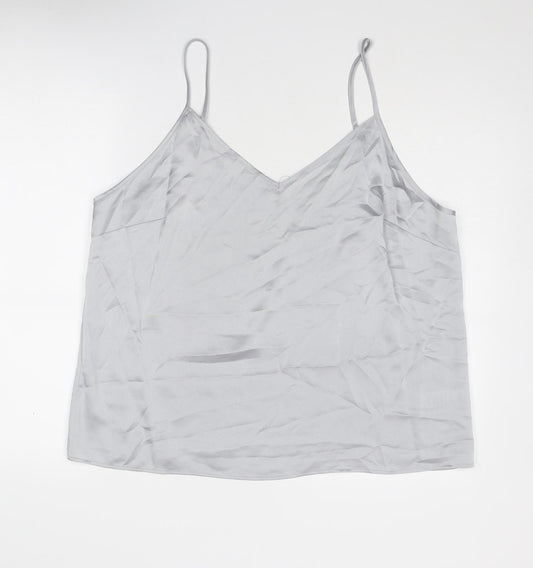 Marks and Spencer Womens Silver Polyester Camisole Tank Size 20 V-Neck