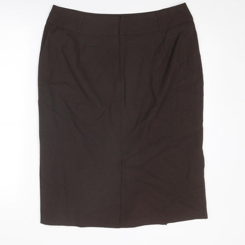 Marks and Spencer Womens Brown Polyester Straight & Pencil Skirt Size 16 Zip