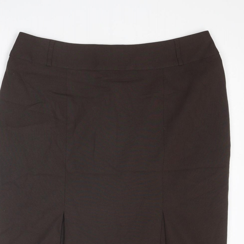 Marks and Spencer Womens Brown Polyester Straight & Pencil Skirt Size 16 Zip