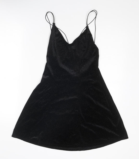 Divided by H&M Womens Black Polyester Slip Dress Size S V-Neck Pullover