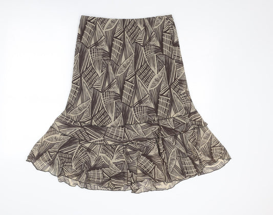 Per Una Womens Brown Geometric Polyester Trumpet Skirt Size 12 - Leaf pattern