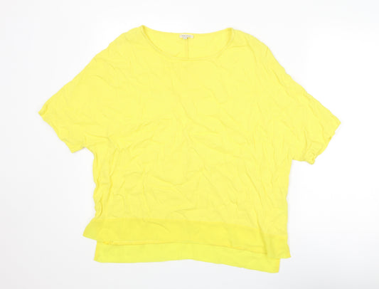 River Island Womens Yellow Viscose Basic T-Shirt Size 12 Round Neck