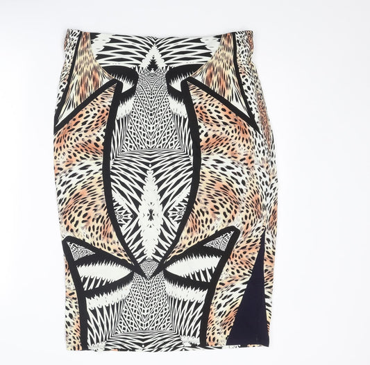 Dorothy Perkins Womens Multicoloured Animal Print Viscose Straight & Pencil Skirt Size 16 - Cheetah pattern