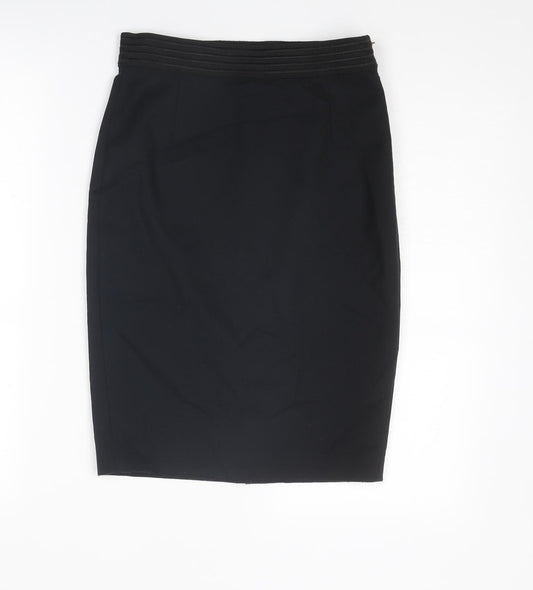 French Connection Womens Black Cotton Straight & Pencil Skirt Size 6 Zip