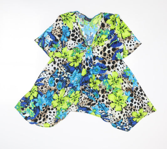 Saloos Womens Multicoloured Geometric Polyester Basic Blouse Size M V-Neck