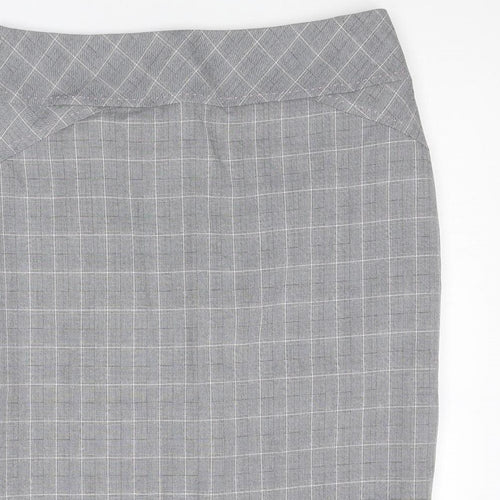 Marks and Spencer Womens Grey Plaid Polyester Straight & Pencil Skirt Size 14 Zip