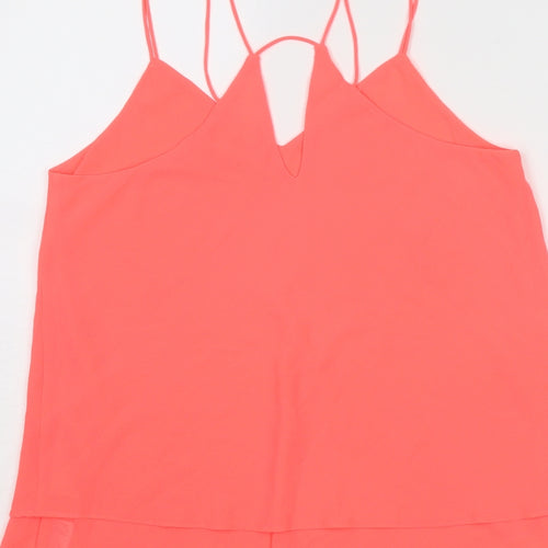 New Look Womens Pink Polyester Basic Tank Size 12 V-Neck