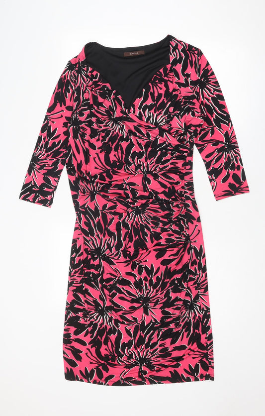 Savoir Womens Pink Floral Polyester Shift Size 14 V-Neck Pullover