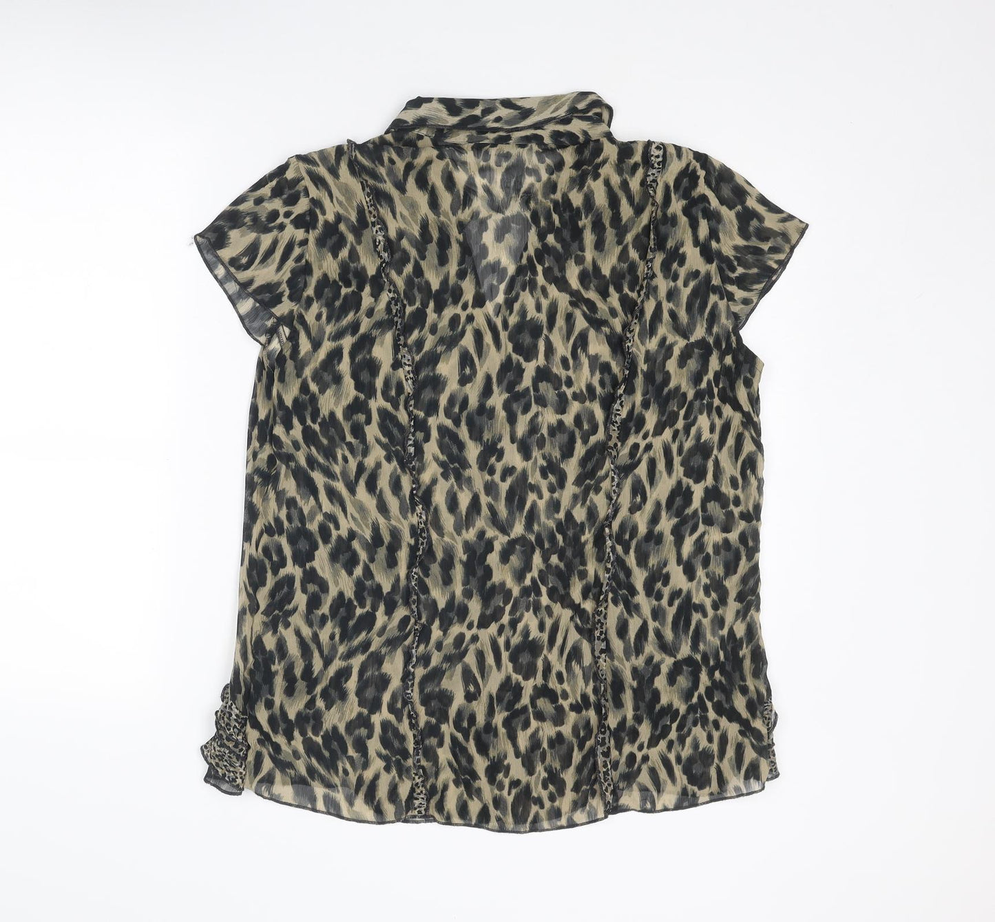 Per Una Womens Brown Animal Print Polyester Basic Blouse Size 12 Collared - Leopard Print