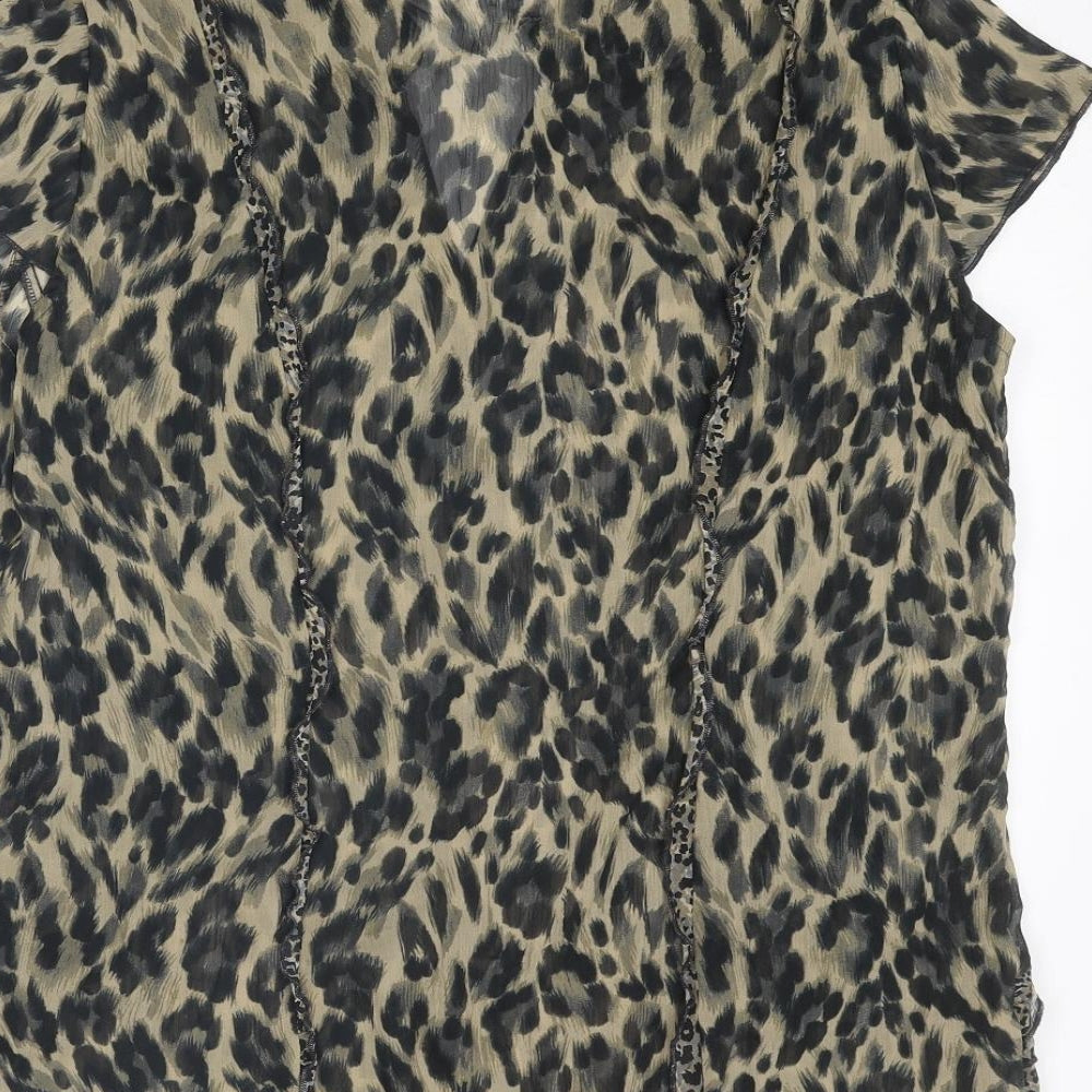 Per Una Womens Brown Animal Print Polyester Basic Blouse Size 12 Collared - Leopard Print