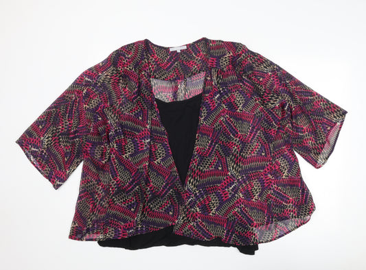 Per Una Womens Multicoloured Geometric Polyester Basic Blouse Size 22 Round Neck