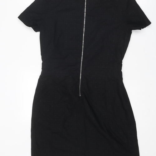 NEXT Womens Black Polyester T-Shirt Dress Size 12 Round Neck Zip