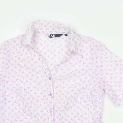 EWM Womens Purple Geometric Polyester Basic Button-Up Size 12 Collared - Butterfly Print