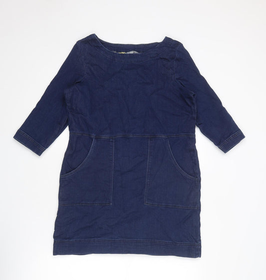 Papaya Womens Blue Cotton A-Line Size 8 Round Neck Pullover