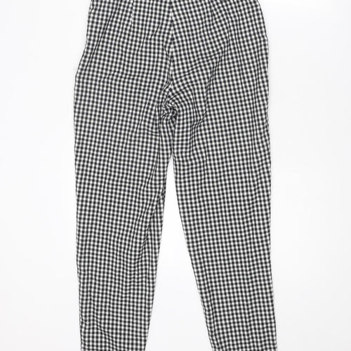 Miss Selfridge Womens Black Check Polyester Capri Trousers Size 8 Regular Zip