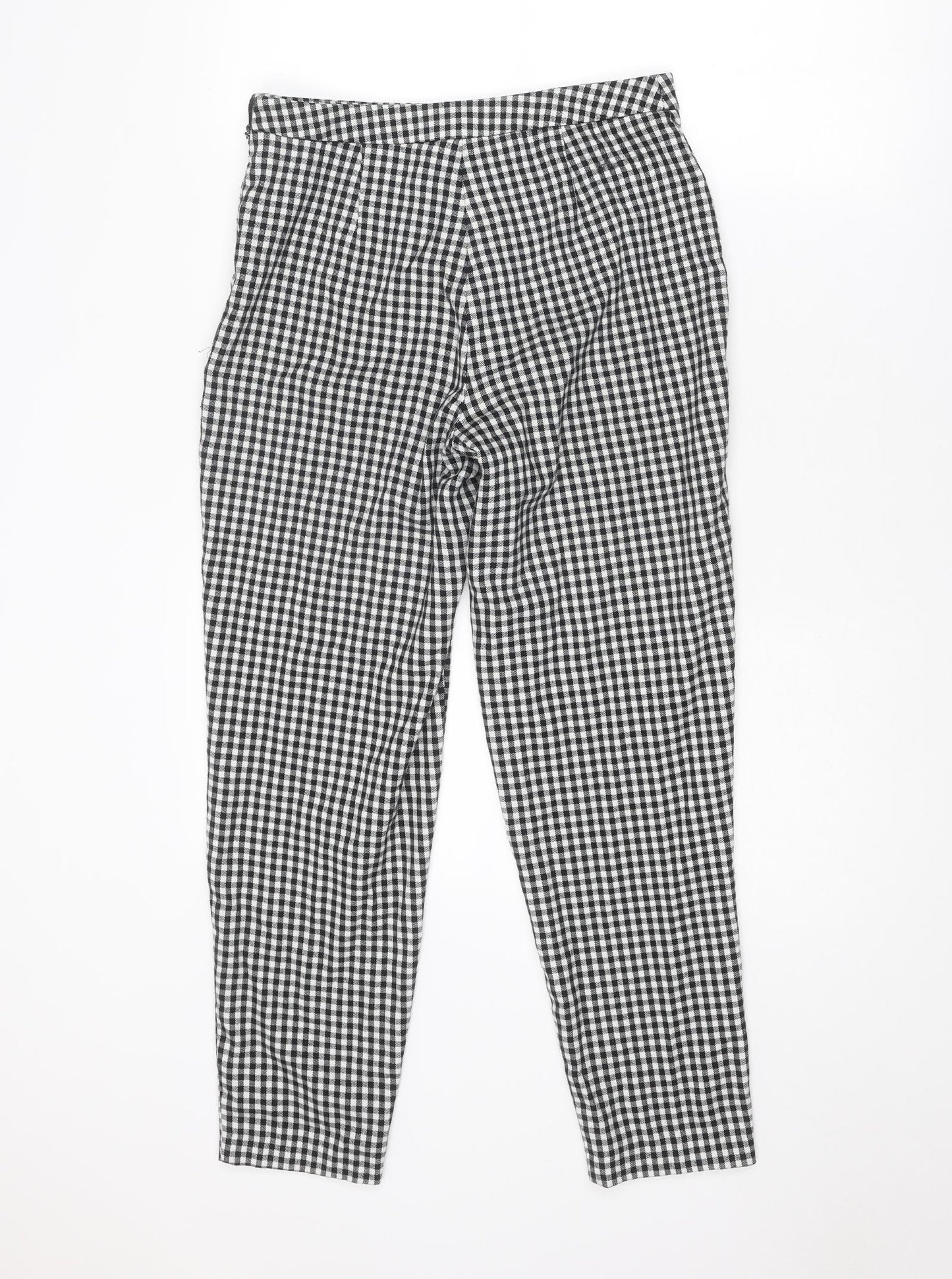 Miss Selfridge Womens Black Check Polyester Capri Trousers Size 8 Regular Zip
