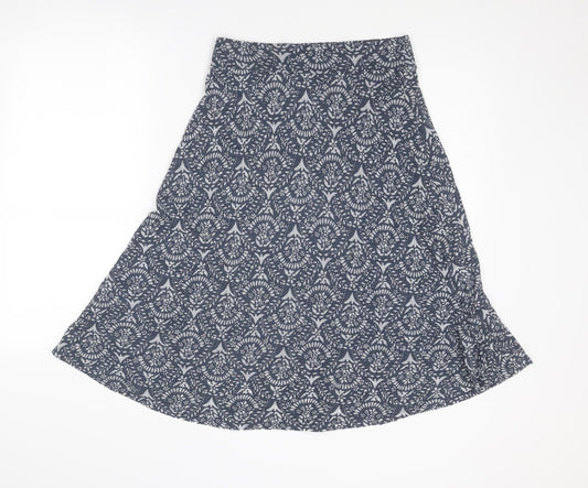 White Stuff Womens Blue Geometric Cotton Swing Skirt Size 8