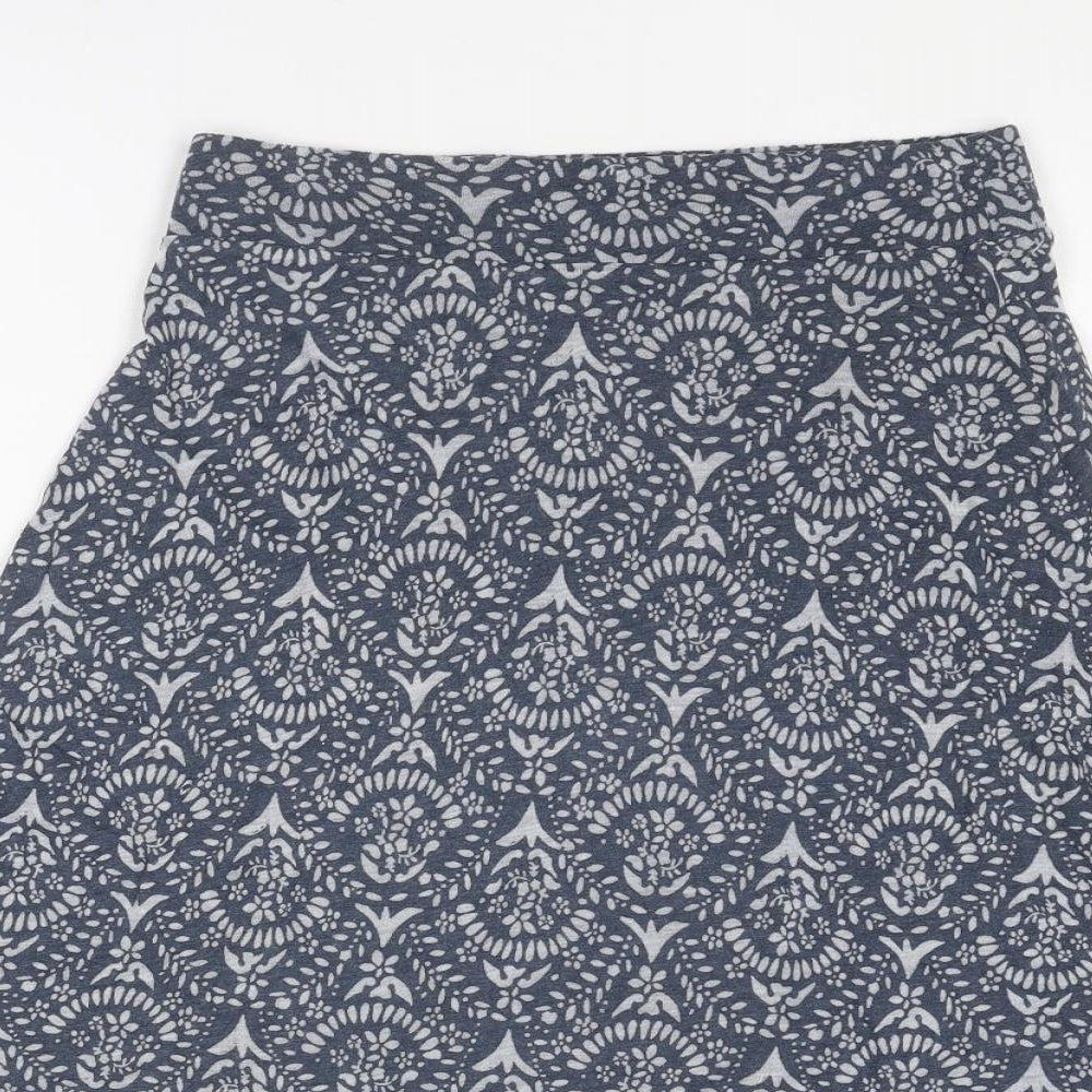 White Stuff Womens Blue Geometric Cotton Swing Skirt Size 8