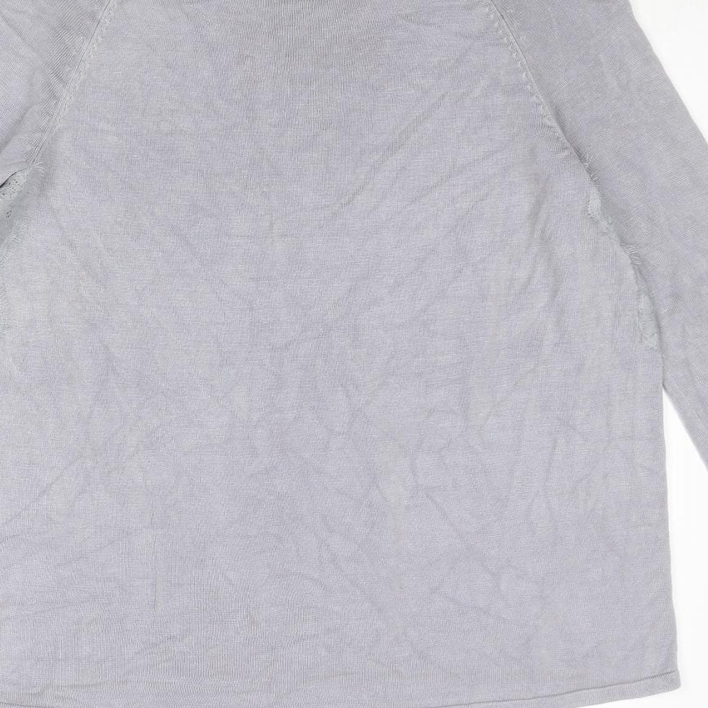 Oasis Womens Grey Round Neck Floral Viscose Pullover Jumper Size S