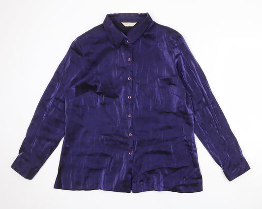 Bonmarché Womens Purple Viscose Basic Button-Up Size 20 Collared