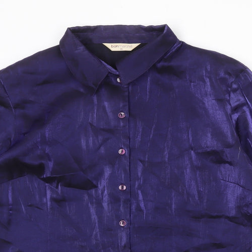 Bonmarché Womens Purple Viscose Basic Button-Up Size 20 Collared