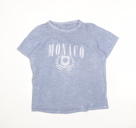 NEXT Womens Blue 100% Cotton Basic T-Shirt Size 14 Crew Neck - Monaco
