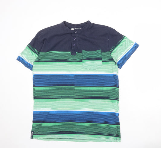 Company 81 Mens Multicoloured Striped Cotton T-Shirt Size L Round Neck